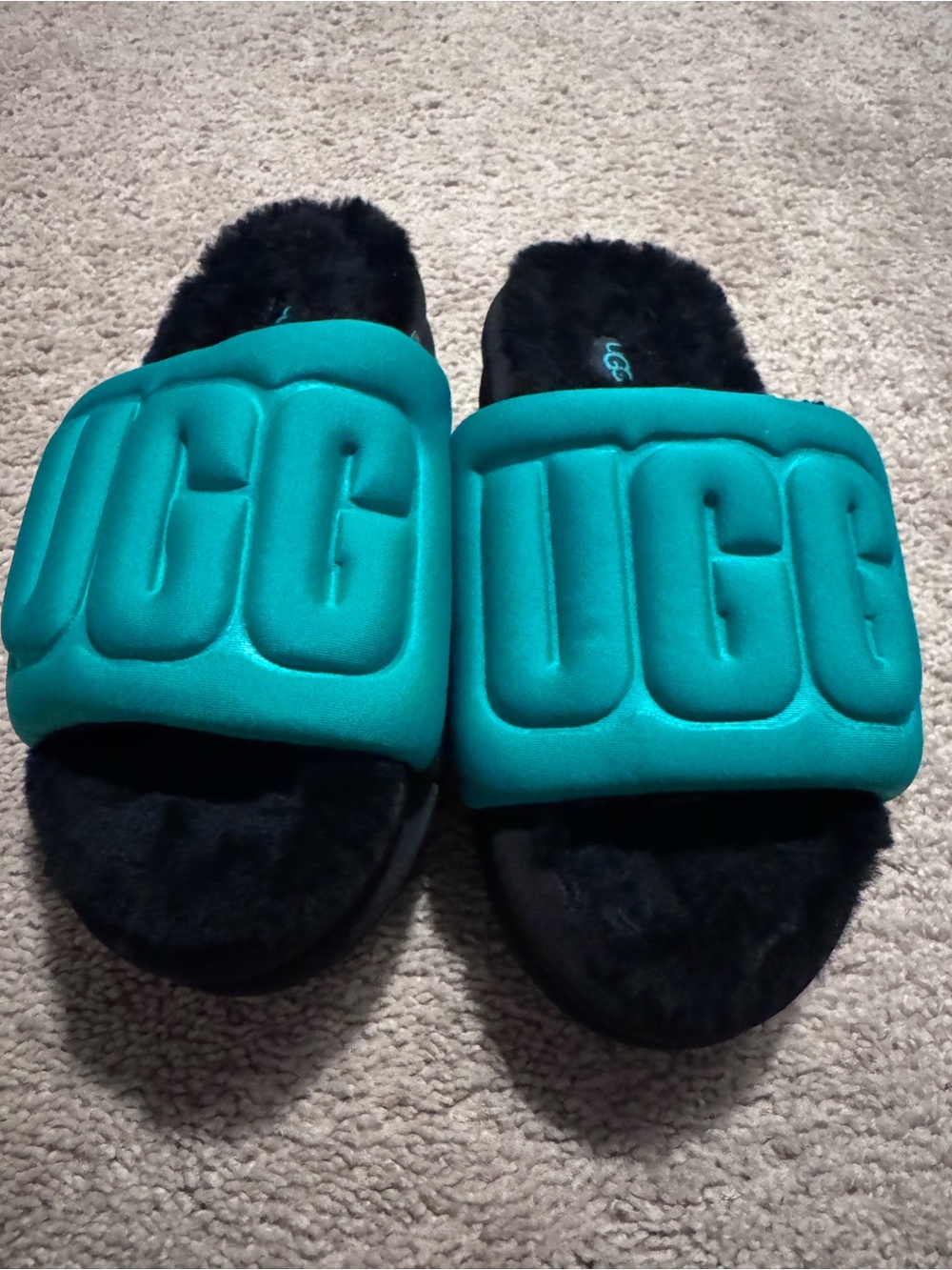 UGG Kids Teal Padded Logo Slide Slippers